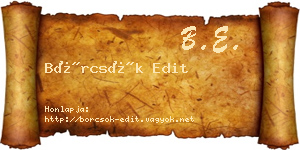 Börcsök Edit névjegykártya